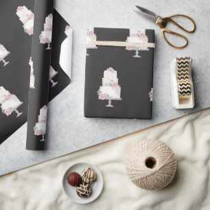 Elegant Black Three Tier Cake Wrapping Paper