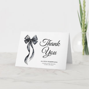 Elegant black tie graduation thank you card