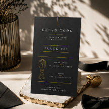 Elegant Black Tie Wedding Dress Code Card