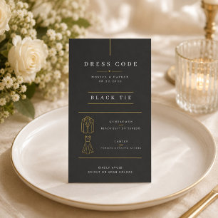 Elegant Black Tie Wedding Dress Code Card