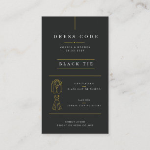 Elegant Black Tie Wedding Dress Code Card