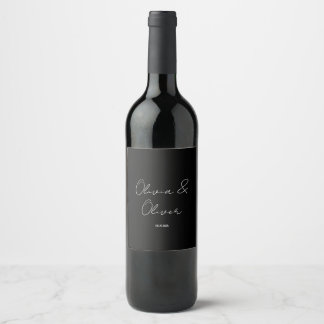 Elegant Black Tie Wedding Wine Label