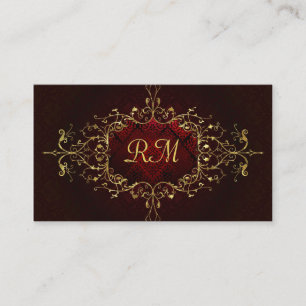 Elegant Black Touch Of Red Vintage Lace Frame 2 Business Card