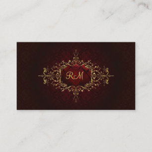 Elegant Black Touch Of Red Vintage Lace Frame Business Card