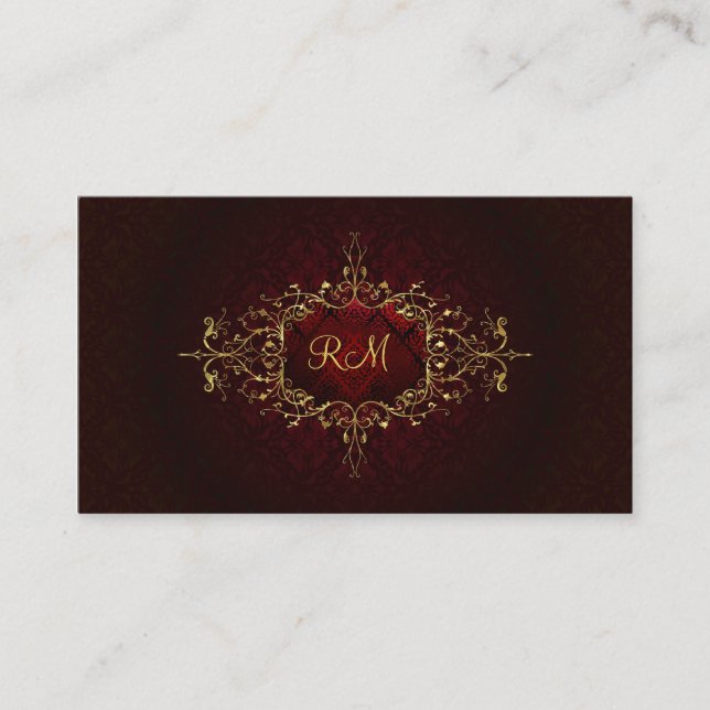 Elegant Black Touch Of Red Vintage Lace Frame Business Card (Front)