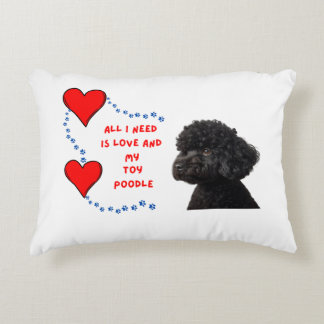 Elegant Black Toy Poodle Accent Pillow