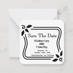 Elegant Black Traditional Save the Date Wedding Card