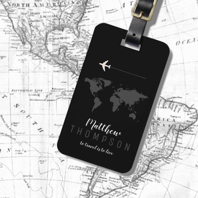 Elegant black travel luggage tag (Creator Uploaded)