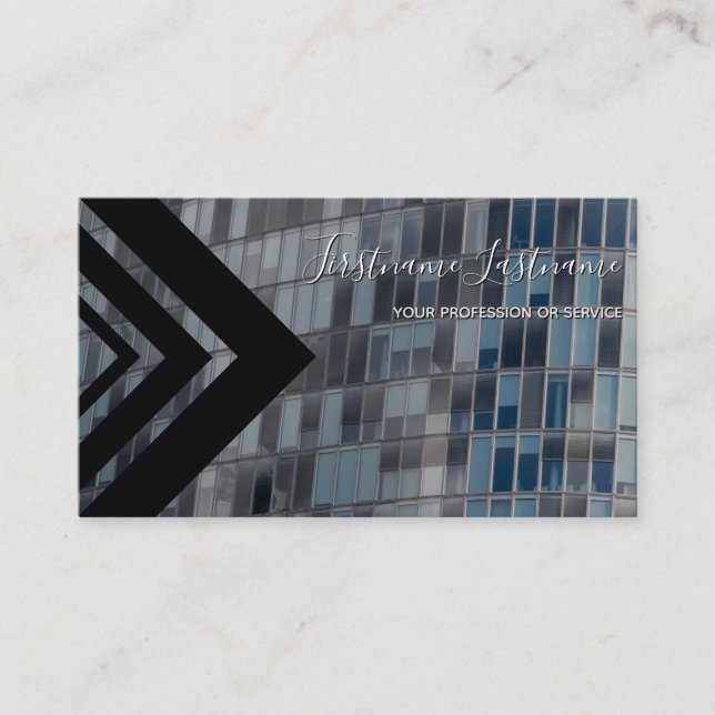 Elegant black triangle office building facade business card (Front)