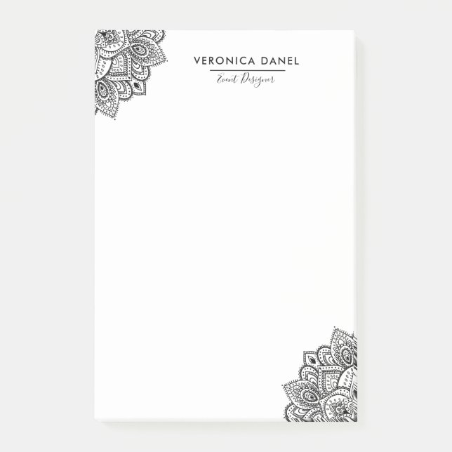 Elegant Black Tribal Mandala Lace Design Post-it Notes (Front)
