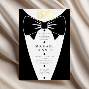Elegant Black Tuxedo 50th Birthday Gold