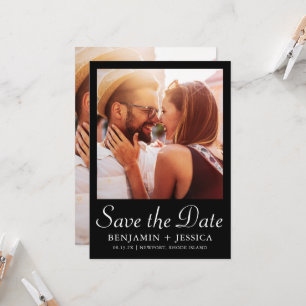 Elegant Black Two Photo Wedding Save the Date