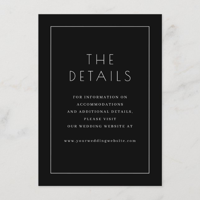 Elegant Black Typographic Details Enclosure Card (Front)