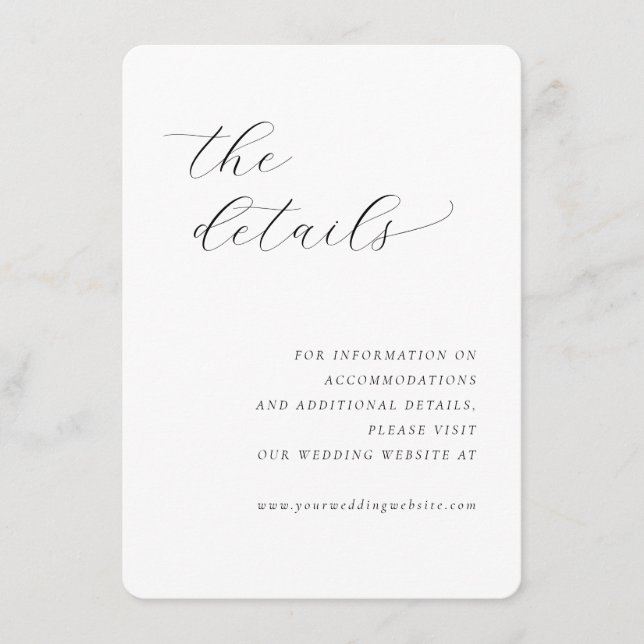 Elegant Black Typographic Details Enclosure Card (Front)