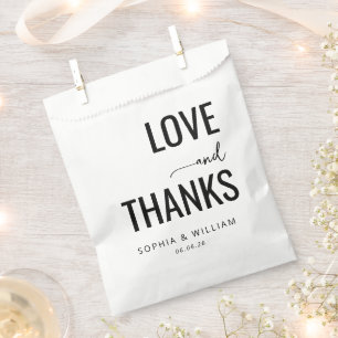 Elegant Black Typographic Love Thanks Favour Bags