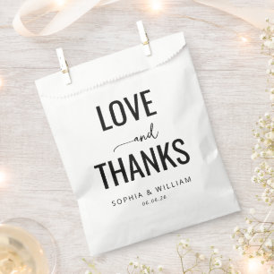 Elegant Black Typographic Love Thanks Favour Bags