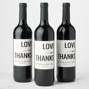 Elegant Black Typographic Love Thanks Wine Label