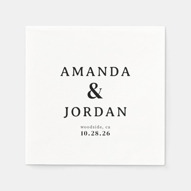 Elegant Black Typographic Napkin (Front)
