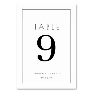 Elegant Black Typographic Table Number