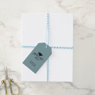 Elegant Black Typography On Blue-grey Background Gift Tags
