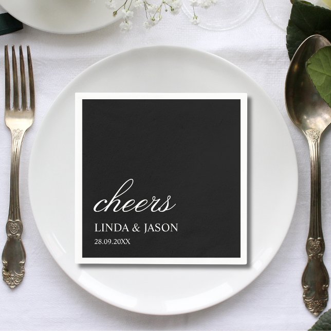 Elegant Black Typography Personalised Wedding Napkin (Creator Uploaded)