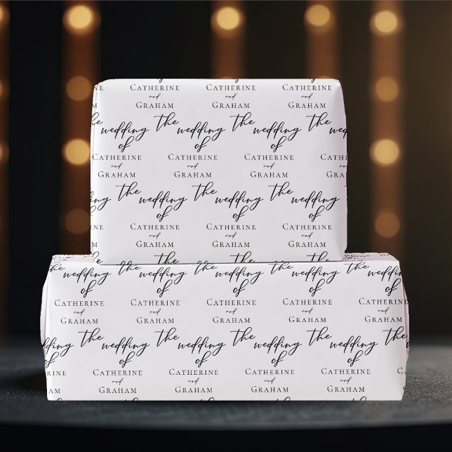 Elegant Black Typography Personalised Wedding Wrapping Paper (Creator Uploaded)