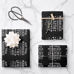 Elegant Black Typography Wedding Reception Bridal  Wrapping Paper Sheet