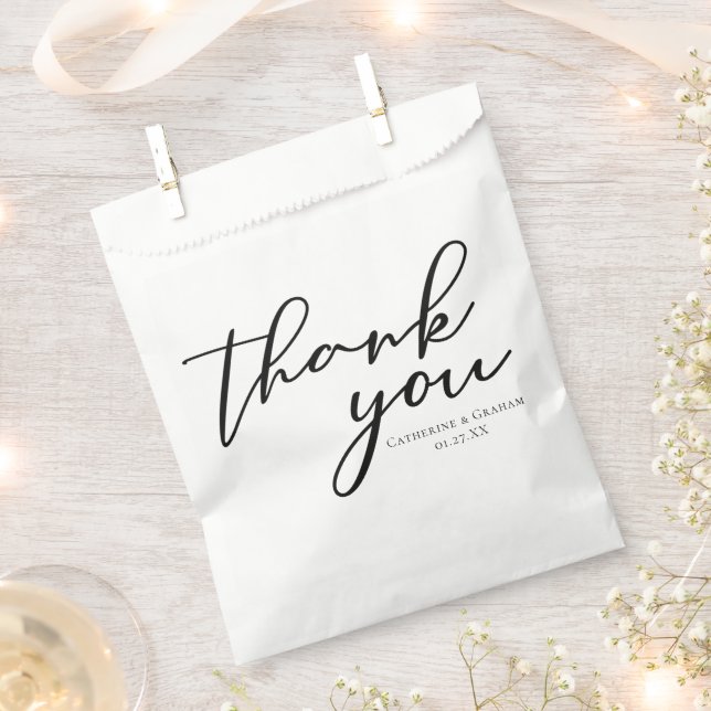 Elegant Black Typography Wedding Thank You Favour Bags (Clipped)