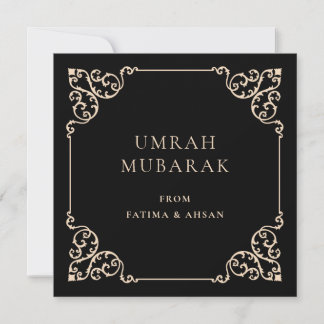 Elegant Black Umrah Mubarak Script Greeting Card