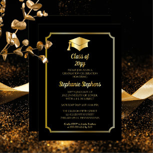 Elegant Black University Graduation Party Gold 