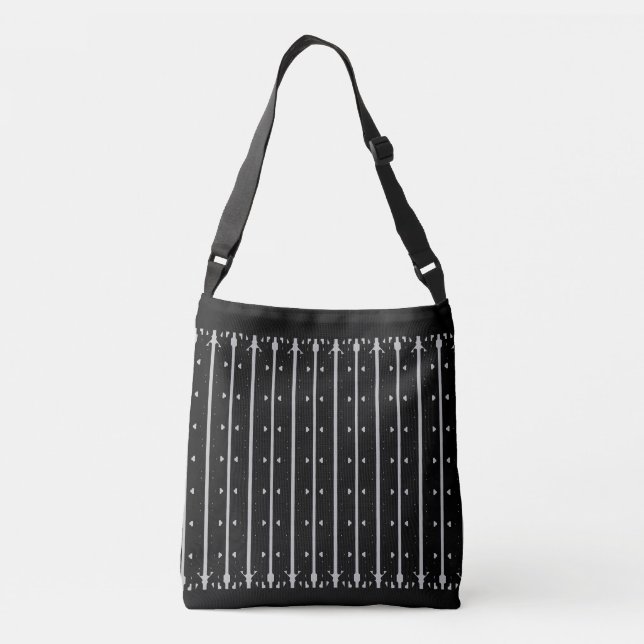 Elegant Black Vertical Striped Crossbody Bag (Back)