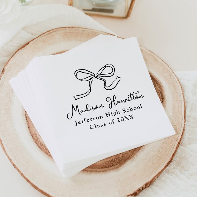 Elegant Black Vintage Bow Graduation Napkin (Creator Uploaded)