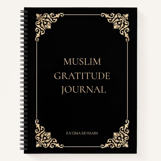 Elegant Black Vintage Muslim Gratitude Journal (Front)