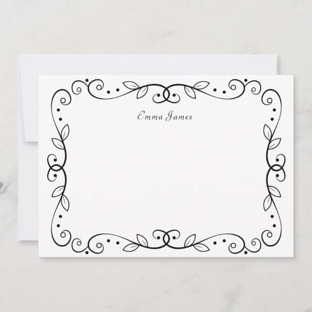 Elegant Black Vintage ornamental Border Card (Front)