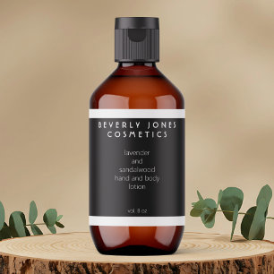 Elegant Black w White Border Cosmetics Label