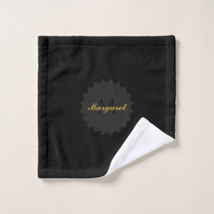 Elegant Black Wash Cloth with Name and Initial
