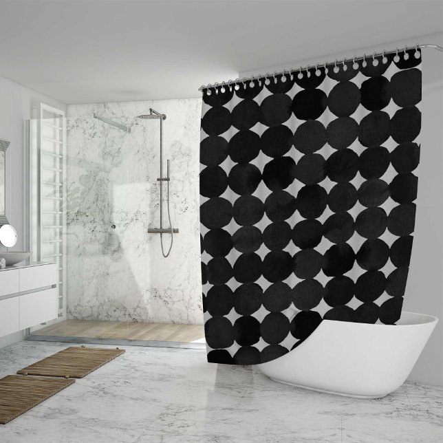 Elegant black watercolor dots shower curtain (Creator Uploaded)