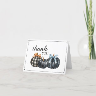 Elegant Black Watercolor Pumpkins Baby Shower Thank You Card