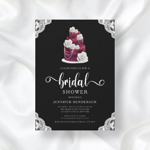 Elegant Black Wedding Cake Bridal Shower Invitation