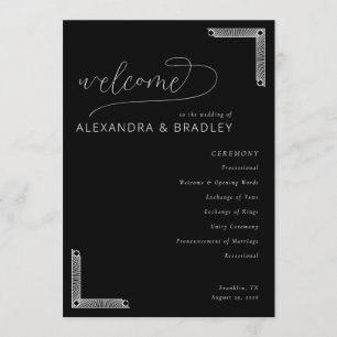 Elegant Black Wedding Ceremony Programme