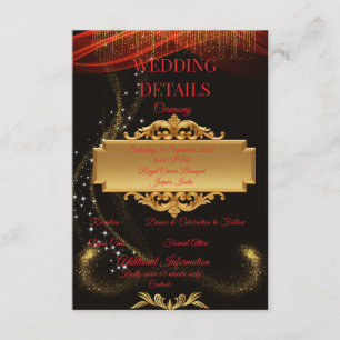 Elegant Black Wedding Details Card GOLD DESIGN