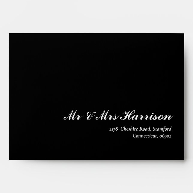 Elegant Black Wedding  Envelope (Front)