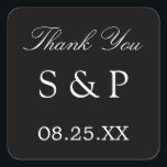 Elegant Black Wedding Favour Thank You Sticker<br><div class="desc">Elegant Black Wedding Favour Thank You Sticker,  please personalise with initials of the couple and the date of the wedding,  using the online personalisation template before ordering.</div>