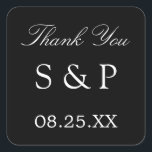 Elegant Black Wedding Favour Thank You Sticker<br><div class="desc">Elegant Black Wedding Favour Thank You Sticker,  please personalise with initials of the couple and the date of the wedding,  using the online personalisation template before ordering.</div>