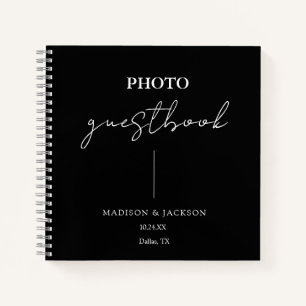Elegant Black Wedding Guestbook Notebook