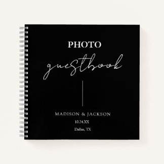 Elegant Black Wedding Guestbook Notebook