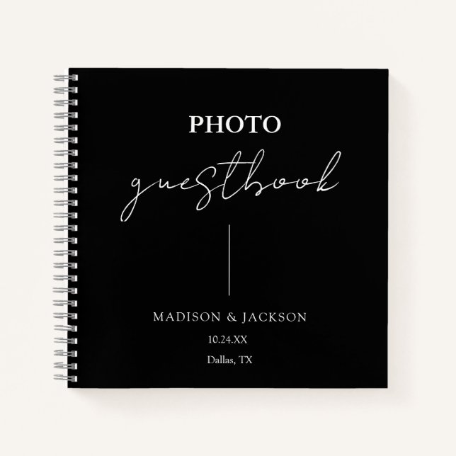 Elegant Black Wedding Guestbook Notebook (Front)
