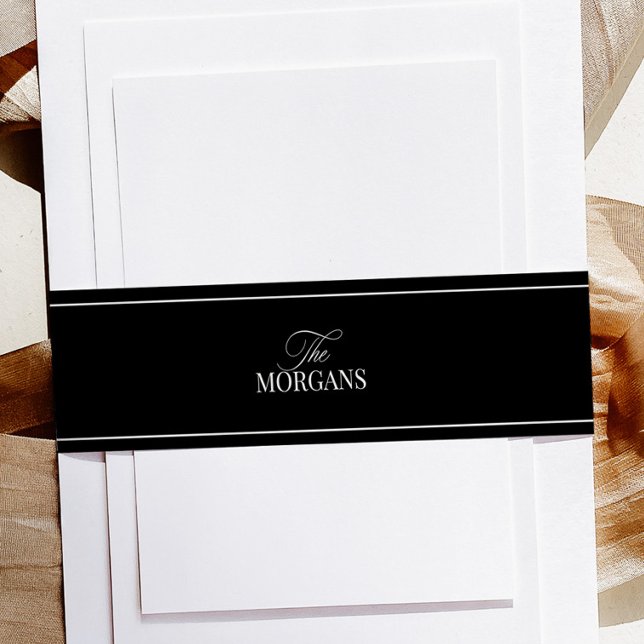 Elegant Black Wedding Invitation Belly Band (Creator Uploaded)