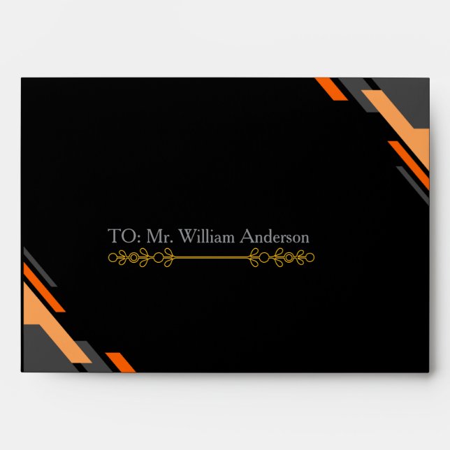 Elegant Black Wedding Invitation Envelope (Front)