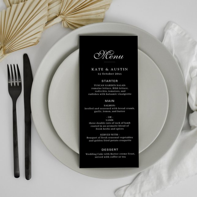 elegant black wedding menu card (Creator Uploaded)